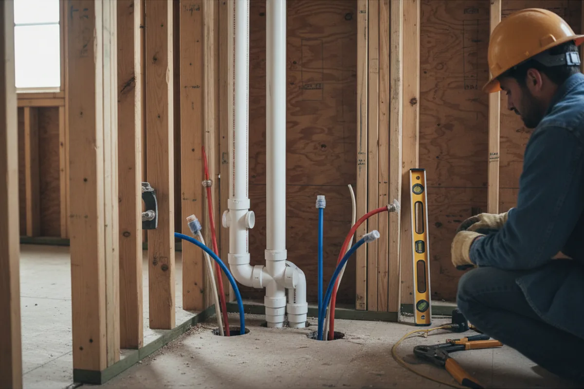 Drain and supply rough-in during Sump Pump Repair in Ivoryton
