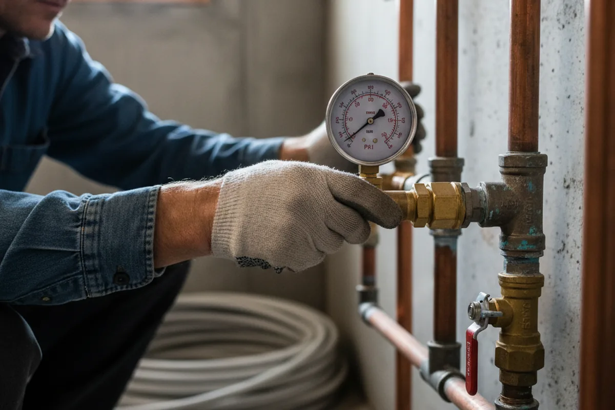 Pressure testing a repaired line during Water Line Repair in Ivoryton