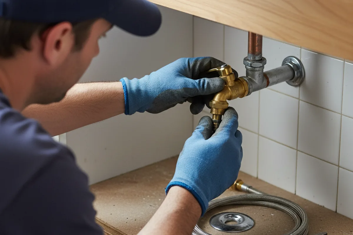 Shutoff valve and fitting work during Burst Pipe Repair in Ivoryton